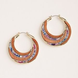 Chico's Earrings Round Wood Inlay